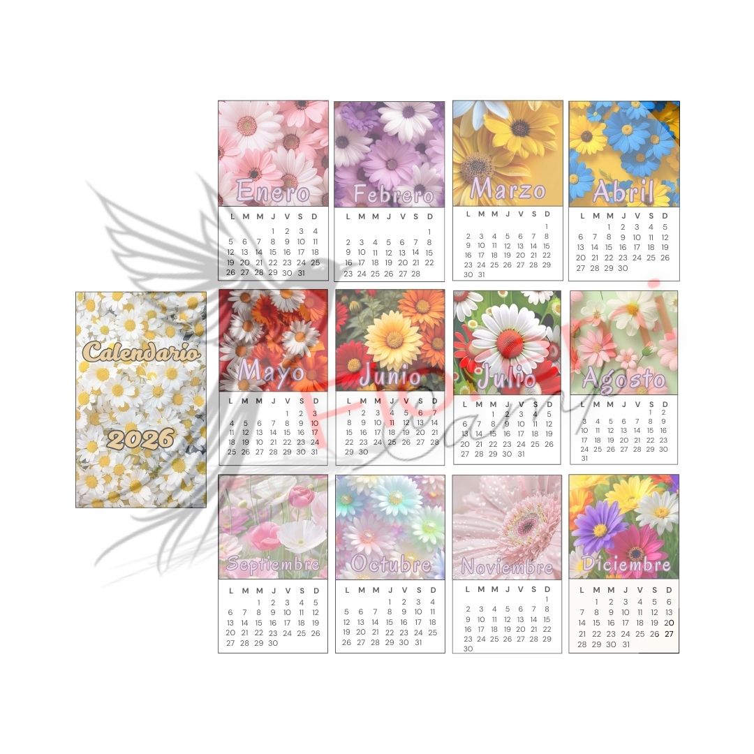 Mini calendario 13 x 8 cm 2026 Flores