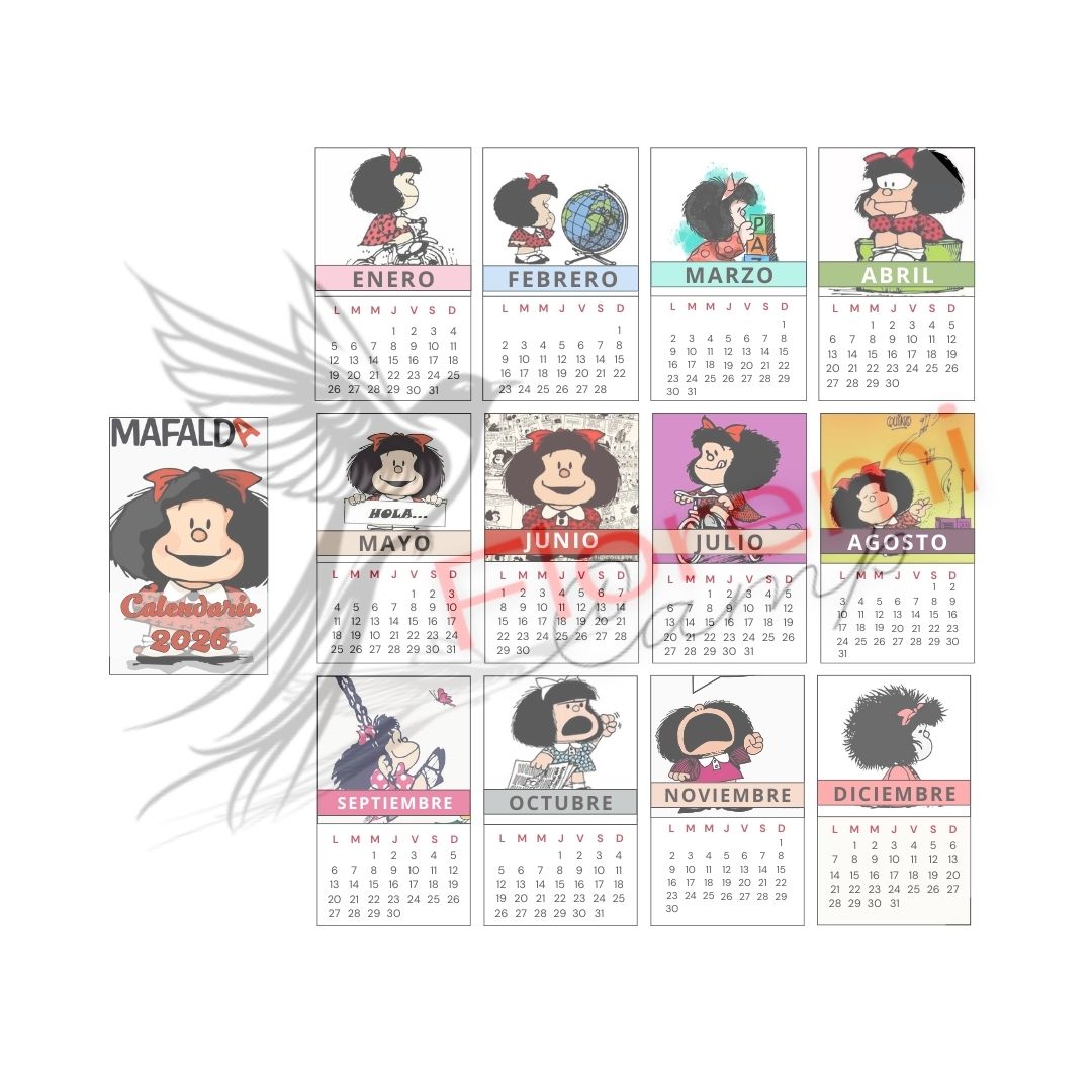 Mini calendario 13 x 8 cm Mafalda 2026