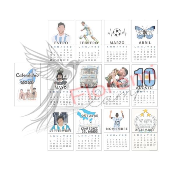 Mini calendario Argentina 2026 8x13