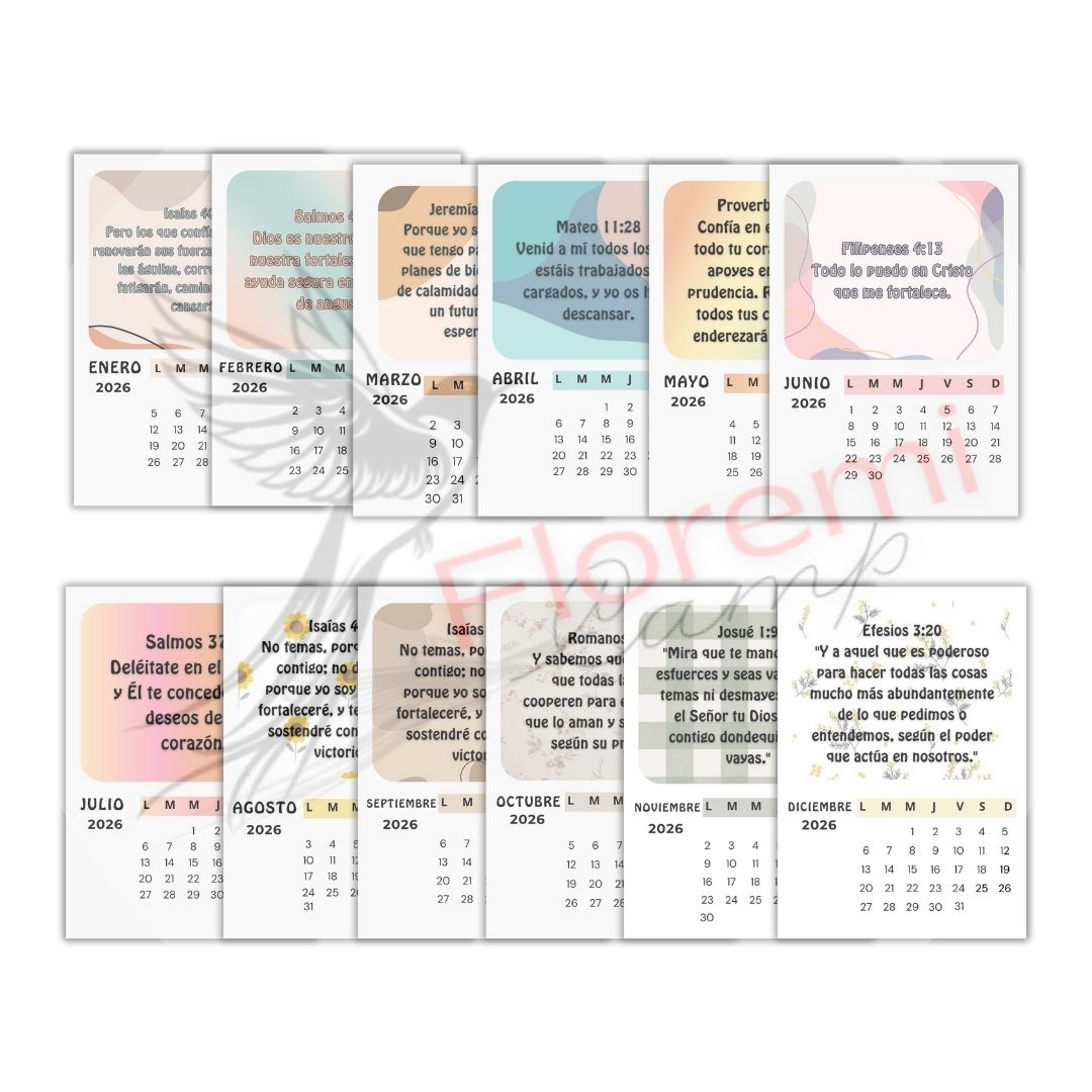 Mini calendarios versiculos 10x13 2026