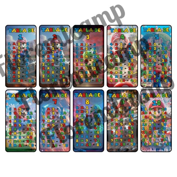 Tabla de multiplicar Mario Bros. PDF listo para imprimir