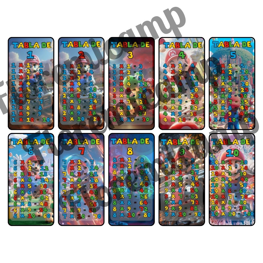 Tabla de multiplicar Mario Bros. PDF listo para imprimir
