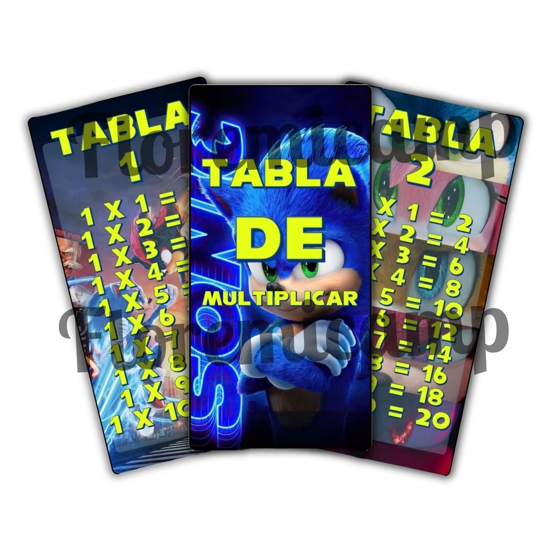 Tabla de multiplicar sonic en PDF listo para imprimir
