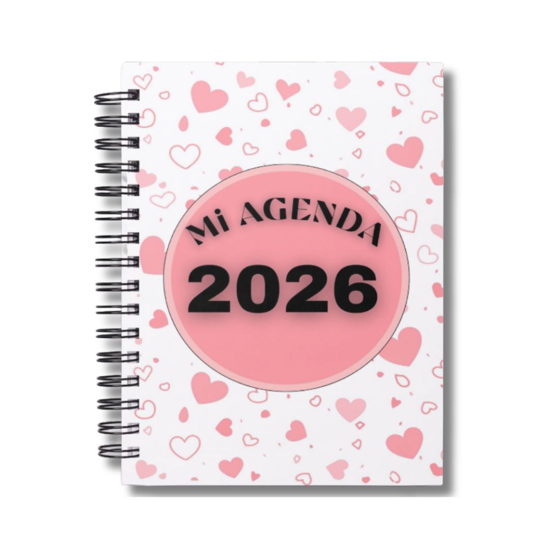 Agenda 2026 Corazones Rosa